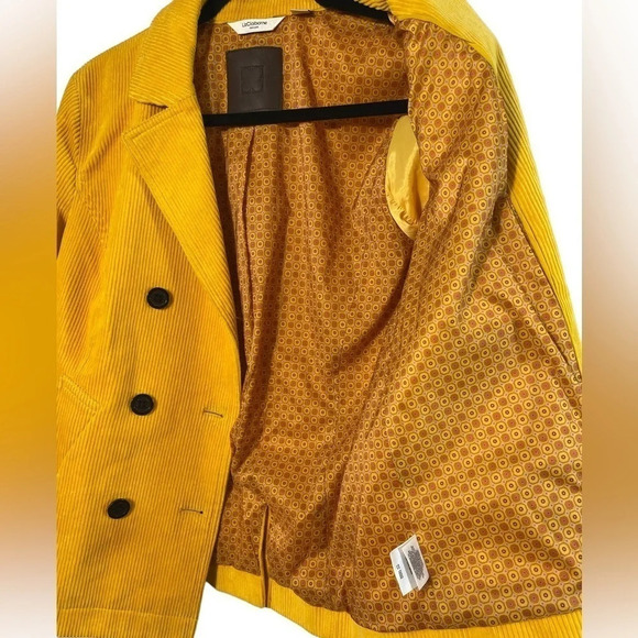 Liz Claiborne  Yellow Corduroy Double Breasted Jacket Size Small - Picture 3 of 8